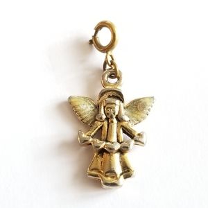 Angel with hearts pendant charm gold tone  silver tone
